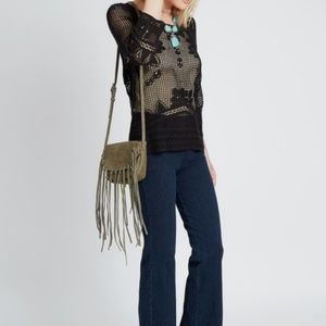 Boho Crochet 3/4 sleeve top